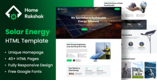 Renewable Solar Energy Service HTML Template - Home Rakshak by The_Krishna