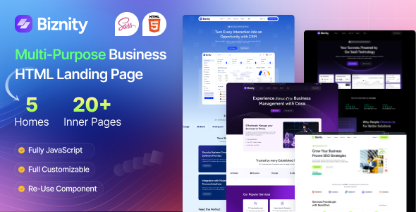 Biznity – Multipurpose Business HTML Template by QriukTheme
