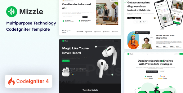 Mizzle - CodeIgniter Technology and Corporate Template by Stackbros
