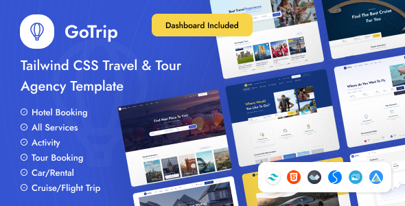 GoTrip - Tailwind CSS Travel & Tour Agency Template by ib-themes