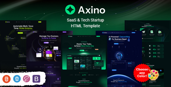 Axino - SaaS & Tech Startup HTML Template by KodeSolution