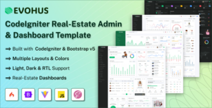 Evohus - CodeIgniter 4 Real-Estate Admin & Dashboard Template by SRBThemes