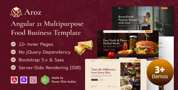 Aroz – Angular Multipurpose Food Business Template by EnvyTheme