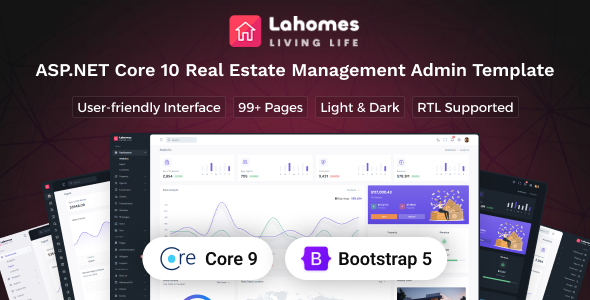 Lahomes - ASP.NET Core Real Estate Management Admin & Dashboard Template by Techzaa