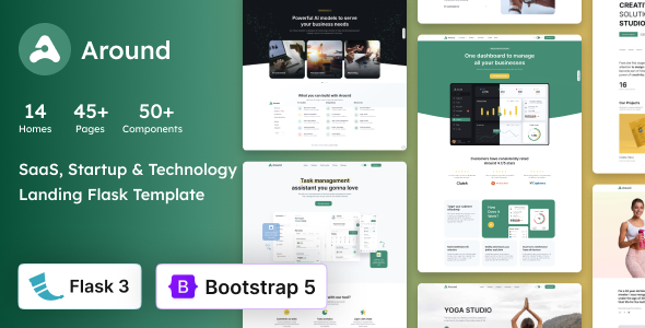 Around - SaaS, Startup & Technology Flask 3 Landing Template by coderthemes