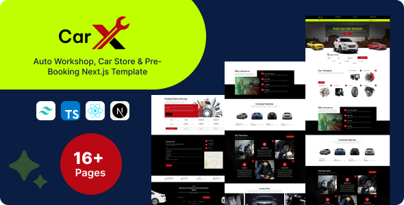 CarX – Auto Workshop, Car Store & Pre-Booking Next.js Template by arraydiv