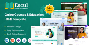 Escul - Online Courses & Education HTML Template by themeholy