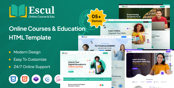 Escul - Online Courses & Education HTML Template by themeholy