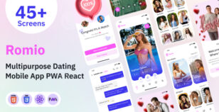 Multipurpose Dating Mobile App PWA React Template - Romio by The_Krishna