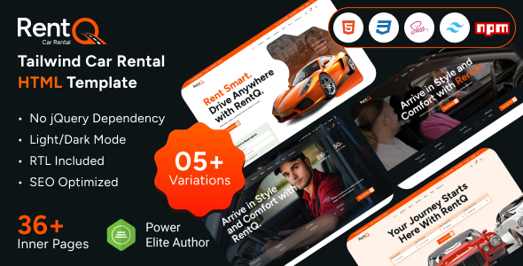 RentQ - Tailwind Car Rental HTML Template by EnvyTheme