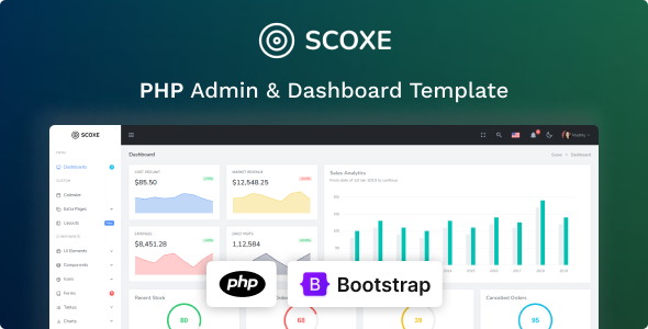 Scoxe - PHP Admin & Dashboard Template by MyraStudio