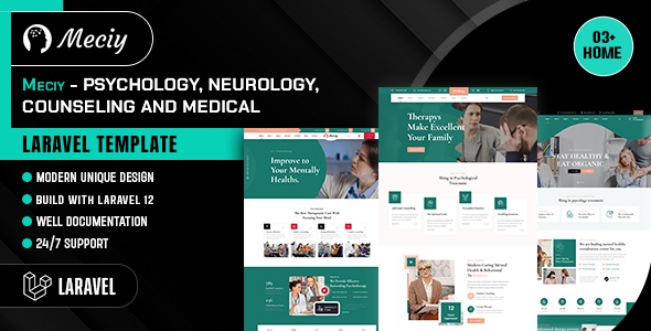Meciy - Psychology, Neurology, Counseling and Medical Laravel Template by webplateone