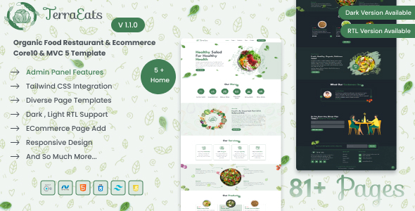 TerraEats - Organic Food Restaurant & Ecommerce Core10 & MVC 5 Template by PaiTheme