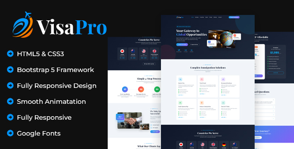 VisaPro – Immigration & Visa Consulting HTML Template by DesignsBridge