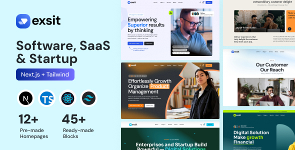 Exsit - Software, SaaS & Startup NextJs Template by aonecolor