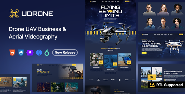 Udrone - Drone UAV Business & Aerial Videography HTML Template by designesia