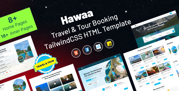 Hawaa -  Travel and Tour Booking TailwindCSS HTML Template by SpreeThemes