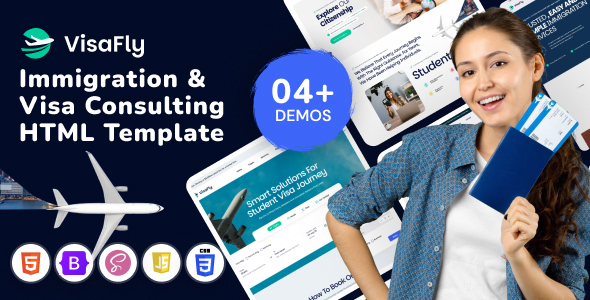 VisaFly - Immigration and Visa Consulting Website HTML Template by wowtheme7