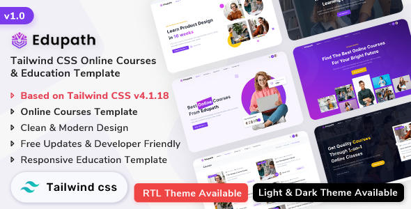 Edupath - Tailwind CSS Online Courses & Education LMS Template by ShreeThemes