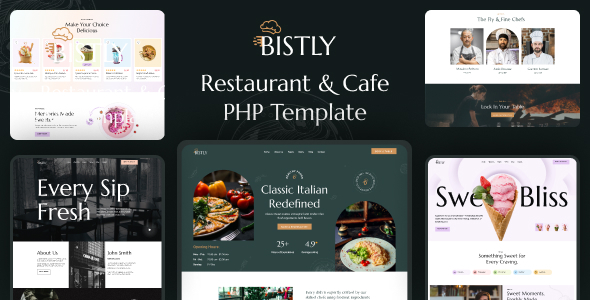 Bistly - Restaurant & Cafe PHP Template by Robert_Biswas