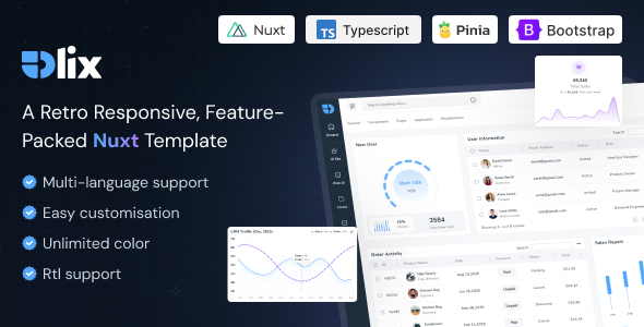 Olix Vue Nuxt Admin & Dashboard Template by PixelStrap