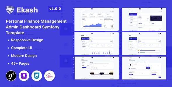 Ekash - Personal Finance Management Admin Dashboard Symfony Template by PixcelsThemes