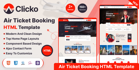 Clicko - Air Ticket Booking HTML5 Template by TN_Theme
