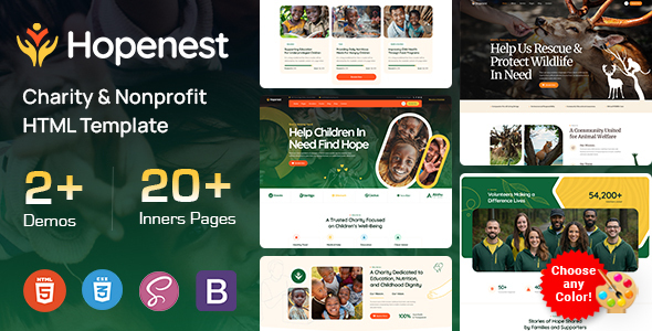 Hopenest - Charity & Nonprofit HTML Template by KodeSolution