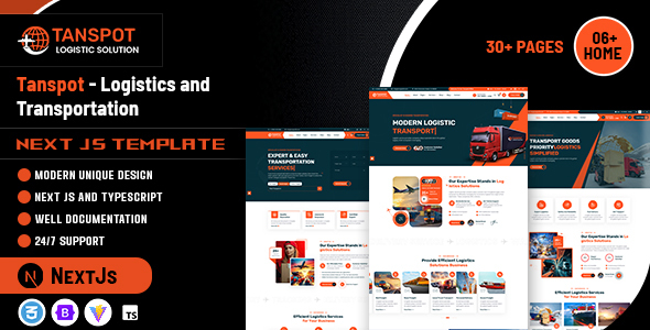 Tanspot - Logistics and Transportation Services NextJS Template by weblayout