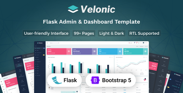 Velonic - Flask Admin & Dashboard Template by Techzaa
