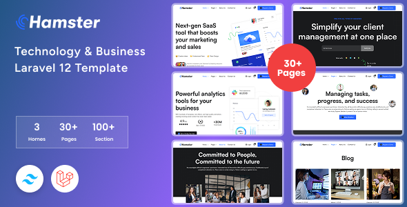 Hamster - TailwindCSS SaaS Website Laravel 12 Template by Unifato