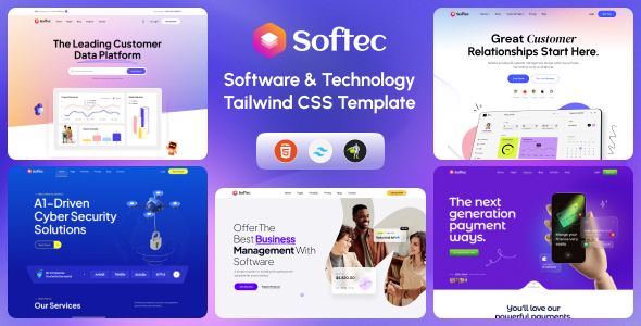 Softec | SaaS, Software & Technology Tailwind Template by AQLOVA
