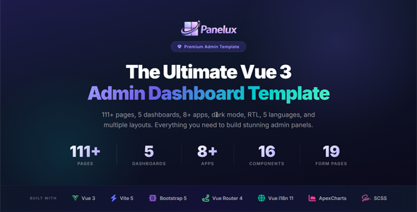 Panelux — Premium Vue 3 Admin Dashboard Template by psd2allconversion