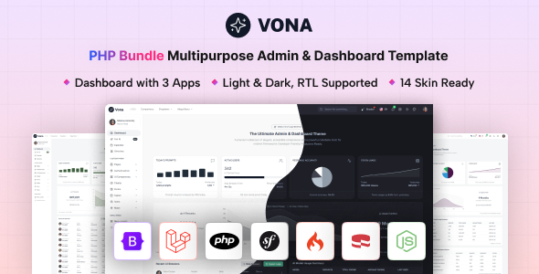Vona - Laravel, PHP, CodeIgniter, Symfony & NodeJs Minimal Admin Dashboard Template by coderthemes