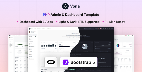 Vona - PHP Minimal Admin & Dashboard Template by coderthemes