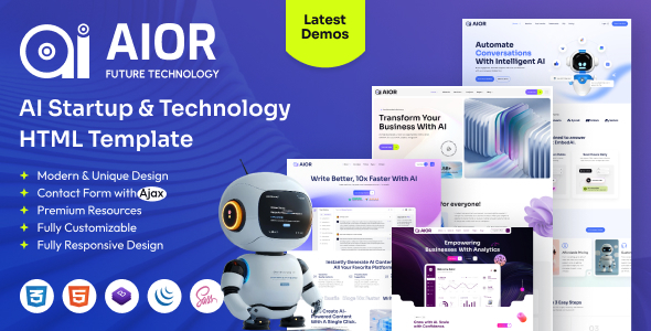 Aior - AI Startup & Technology HTML template by themehour