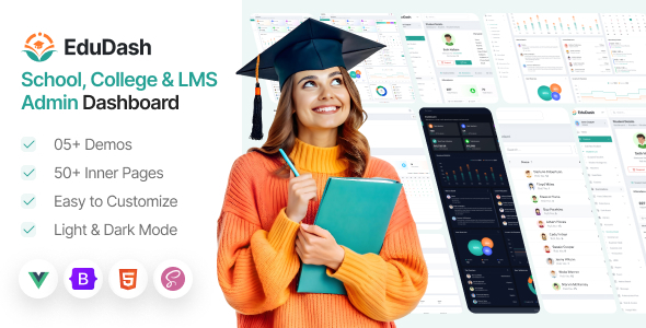 Edudash - School College & LMS Admin Dashboard Vue JS Template by wowtheme7
