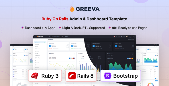 Greeva - Ruby On Rails Admin & Dashboard Template by coderthemes