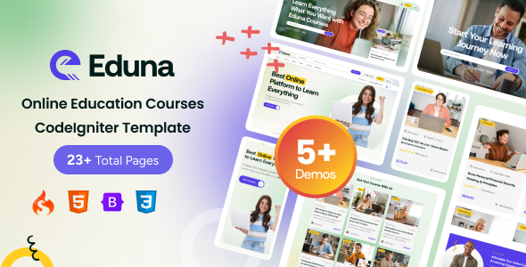 Eduna - Online Education Courses CodeIgniter Template by BizanTheme