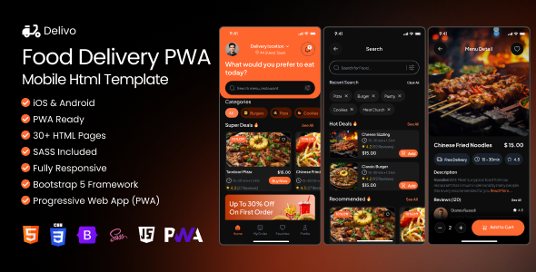Delivo-Food Delivery PWA Mobile Html Template by Oxlao_Inc