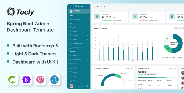 Tocly - Spring Boot Admin & Dashboard Template by themesdesign