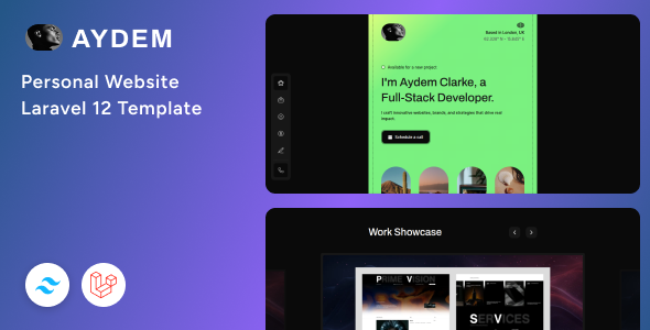 Aydem - Creative Personal Laravel 12 & Tailwind CSS Template by Unifato