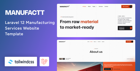 Manufactt - Manufacturing Services Website Laravel 12 Template by Unifato