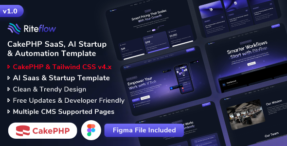 RiteFlow - CakePHP AI Startup, SaaS & Automation Tech Business Template by ShreeThemes