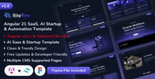 RiteFlow - Angular 21 AI Startup, SaaS & Automation Tech Business Template by ShreeThemes