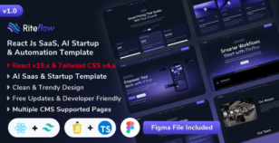 RiteFlow - React Js AI Startup, SaaS & Automation Tech Business Template by ShreeThemes