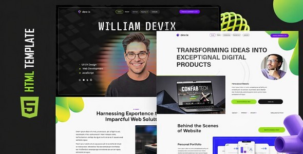 Devix – HTML Developer Portfolio Template by UltimateWebsolutions