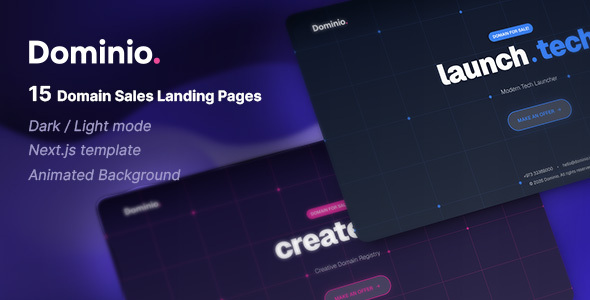 Dominio | Domain for Sales Landing Page NextJs Template by brandio