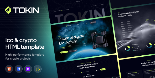 Tokin - ICO & Crypto Landing HTML Template by themeadapt