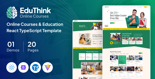 EduThink | Online Courses & Education React TypeScript Template by layoutdrop